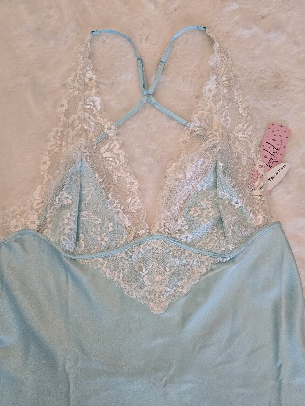 Jezebel Light Blue Lace-Trim Chemise With Adjustable Straps (NWT) - Picture 7 of 14